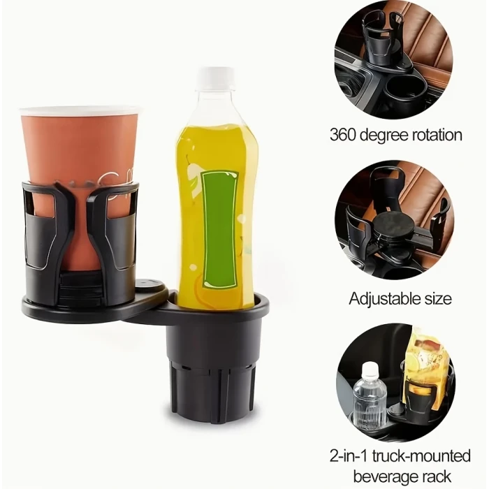 2’si 1 Arada Ayarlanabilir Araç Bardak Tutucu, Genişleyebilir Üst Kısım 3”6.2”, Şişe Adaptörü, Araba Organizatörü, Dayanıklı Taban, Ramblers Hydroflask Uyumlu, Modern Araç Düzenleyic