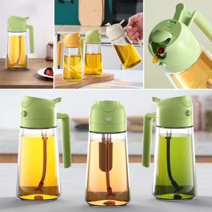 2si 1arada Yağ Dökücü ve Spreyli Yağdanlık Cam Yağ Püskürtücü (4887)