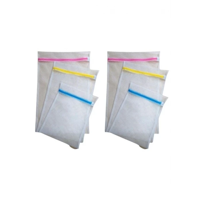 3'lü Çamaşır Yıkama Filesi Set Renkli Fermuarlı Pratik Çamaşır Yıkama Filesi Seti 3 Boy