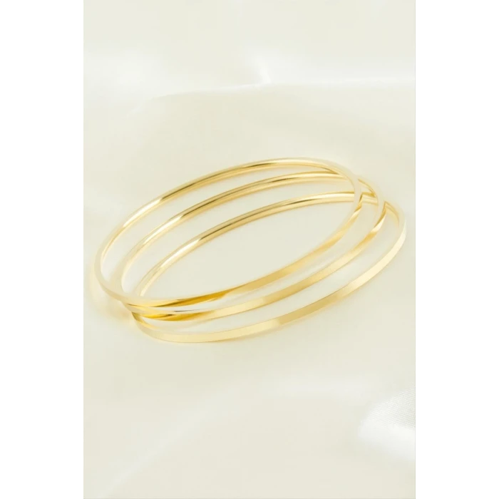 3 Adet Ajda Lüks Çelik Bilezik 65*2 mm