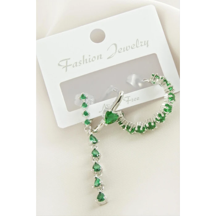 3 Adet Kalp Zirkon Taşlı Küpe