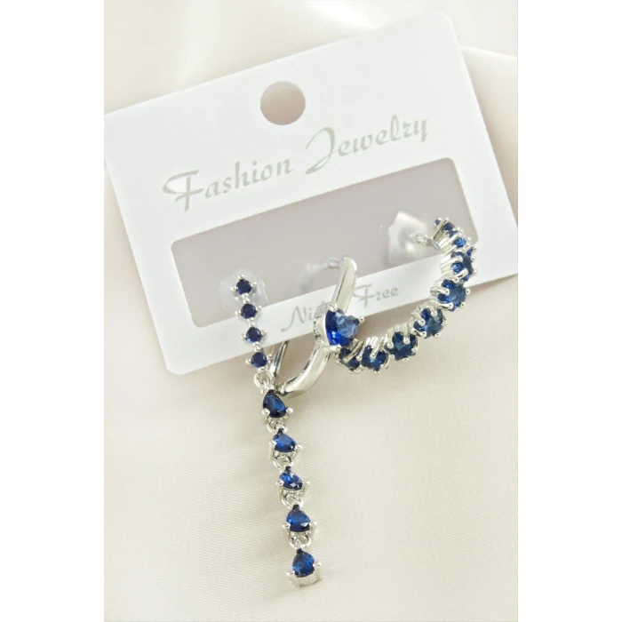 3 Adet Kalp Zirkon Taşlı Küpe