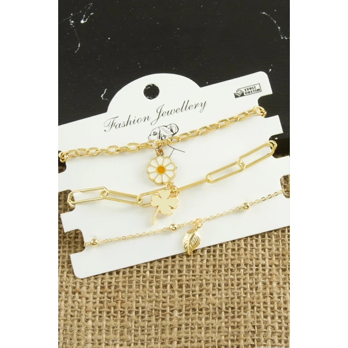 3 Adet Papatya Trend Zincir Bileklik