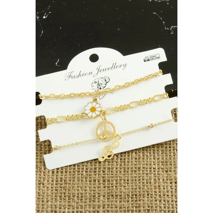 3 Adet Papatya Trend Zincir Bileklik