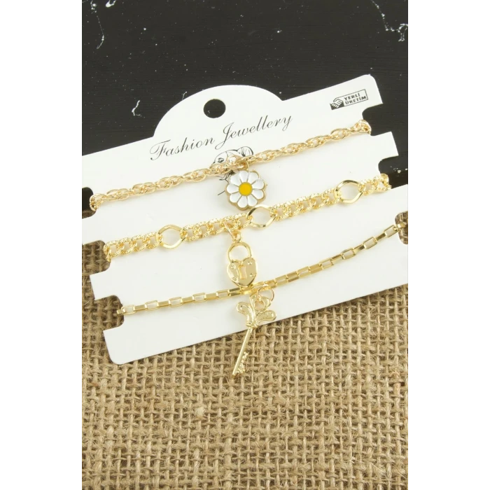 3 Adet Papatya Trend Zincir Bileklik