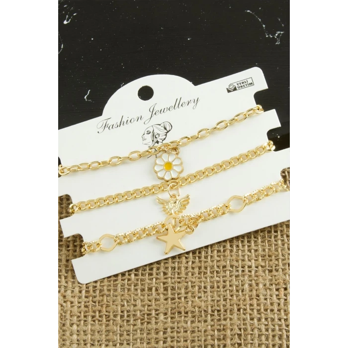 3 Adet Papatya Trend Zincir Bileklik