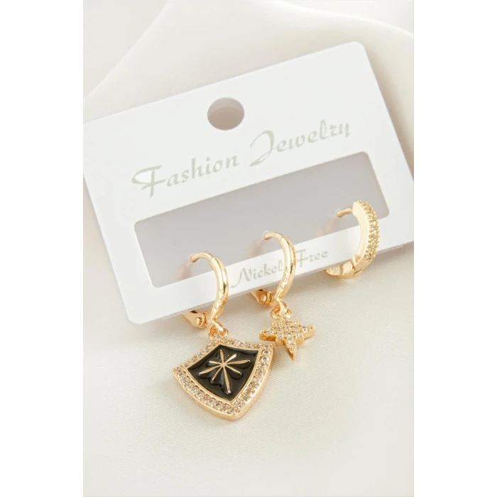 3 Adet Yıldız Zirkon Taşlı Küpe