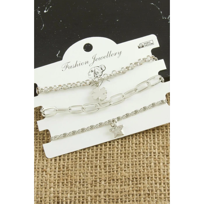 3 Adet Yonca Trend Zincir Bileklik