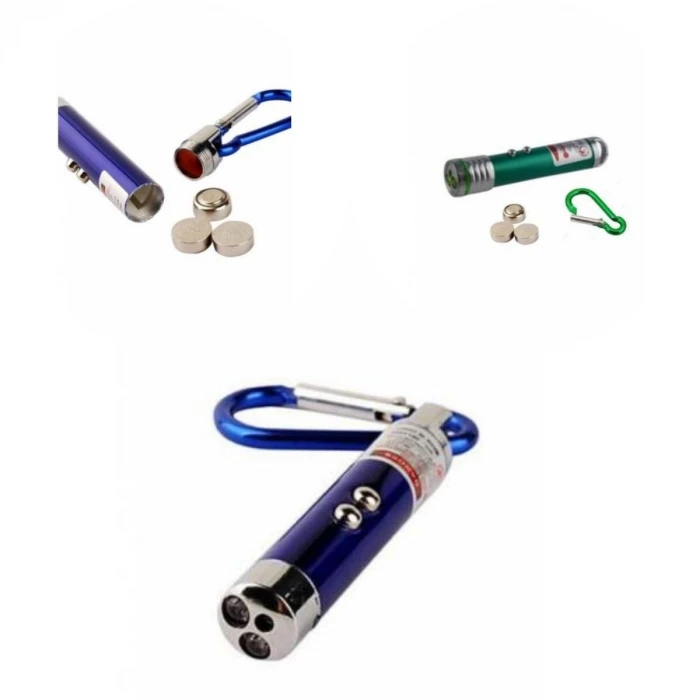 3 Fonksiyonlu Kırmızı Beyaz Işıklı Led Lazer Kedi Köpek Oyuncak Anahtarlık (K95)