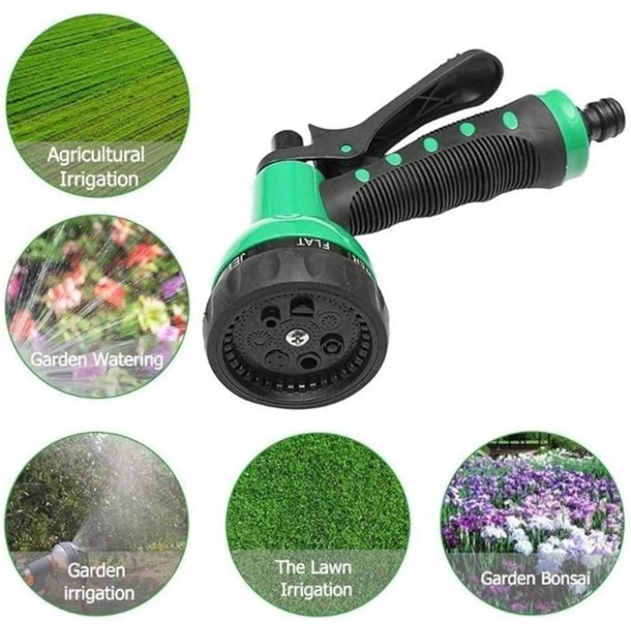 30 Metre Spiral Hortum + 4 Fonksiyonlu Özel Sulama Tabancası (4887)