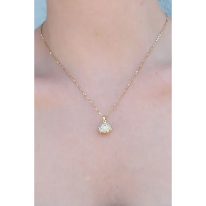 ietaks™ 316L Çelik Gold Renk Açılır Midye Model Kadın Kolye