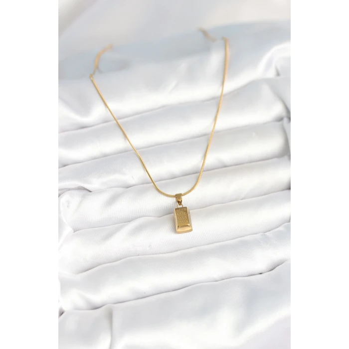 ietaks™ 316L Çelik Gold Renk Mini Külçe Altın Model Kolye