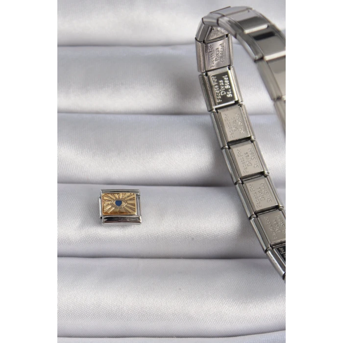 ietaks™ 316L Çelik Gümüş Renk Altın Göz İşlemeli Nomination Charm