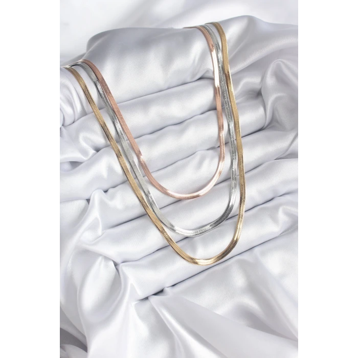 316L Çelik Mix Renk İtalyan Zincir Model Kadın Kolye