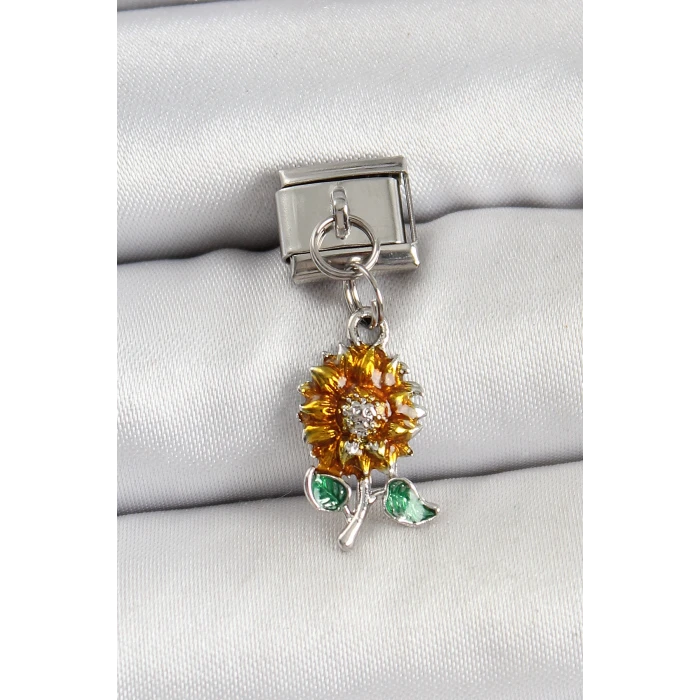 ietaks™ 316L Çelik Sallantılı Ayçiçeği Model Gümüş Renk Nomination Charm