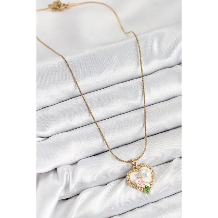 316L Çelik Sanatsal Portre Model Gold Renk Kadın Kolye