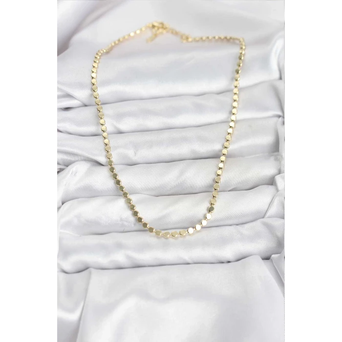 316L Çelik Zincir Gold Renk Ezme Zincir Model  45 cm Kadın Kolye