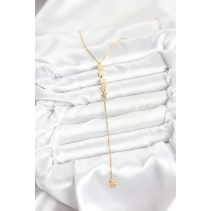 316L Çelik Zincir Gold Renk Yıldız Model Y Kolye - TJ-BKO10660