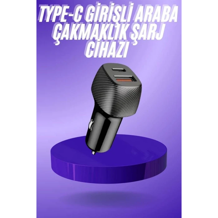 38W USB Type-C Girişli Oto Çakmaklık Araç İçi Hızlı Şarj Çakmaklık Şarj Aleti