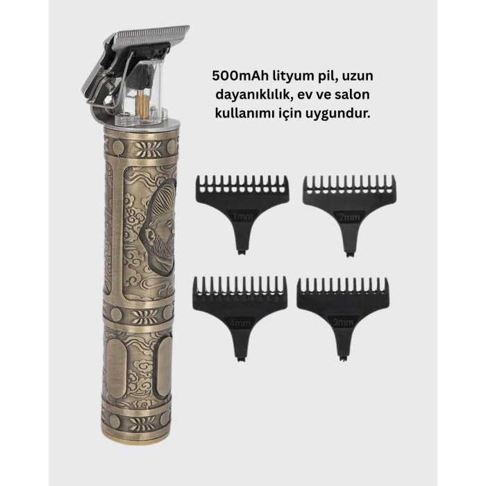 4 Kılavuz Taraklı Profesyonel Saç ve Sakal Kesme Makinesi