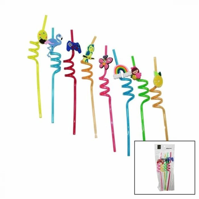 4 Parça  Figürlü Pipet Plastik