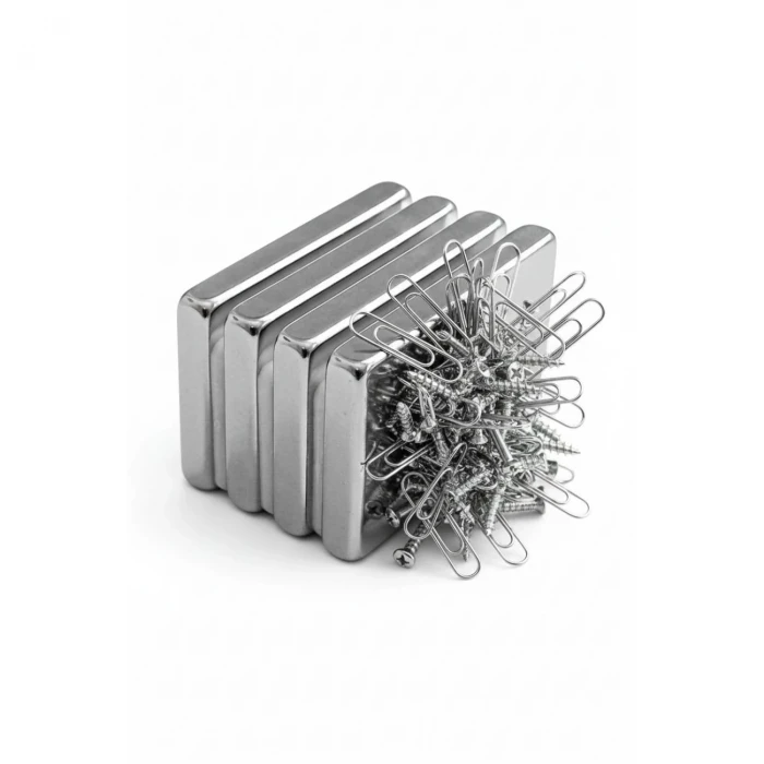 50 Adet 40x20x5mm Neodyum Magnet Güçlü N35 Mıknatıs Köşeli Nikel Kaplama