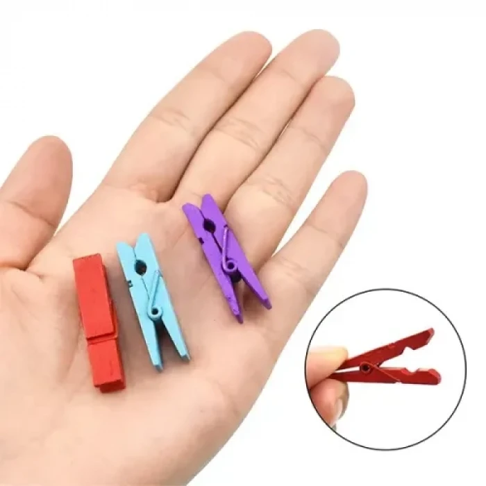 50li Renkli Ahşap Mandal Seti (3.5 cm)