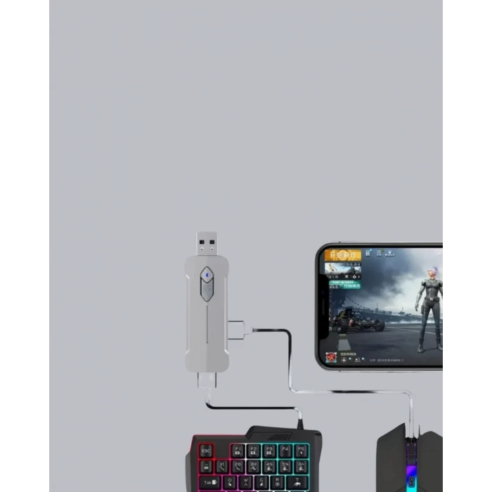 5’i 1 Arada Mobil Oyun Seti Bluetooth 5.3 Klavye Mouse Dönüştürücü  Kit