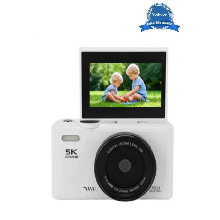 5k 75mp Hd Dijital Kamera 18x Dijital Zoom, Flaşlı,3.0 İnç Ekranlı Fotoğraf Makinesi