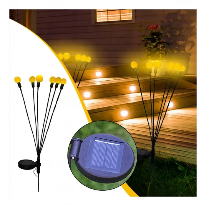 6 Dallı Ateş Böceği Solar Bahçe Lambası 2 Adet