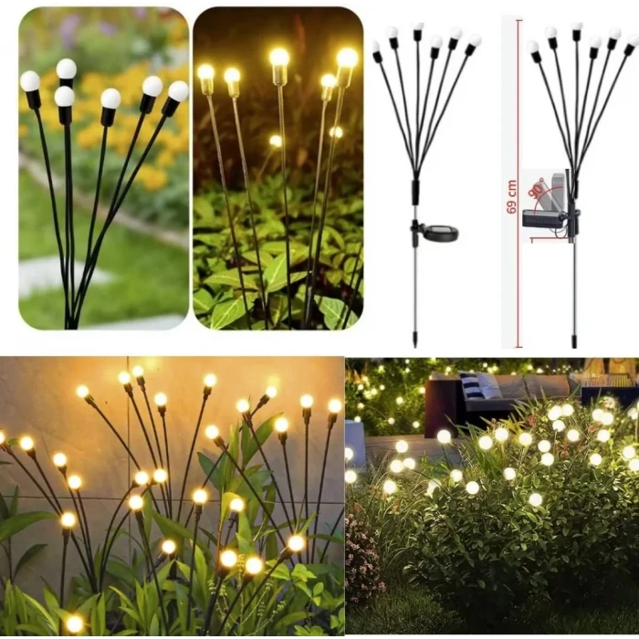 6 Dallı Ateş Böceği Solar Bahçe Lambası 2 Adet