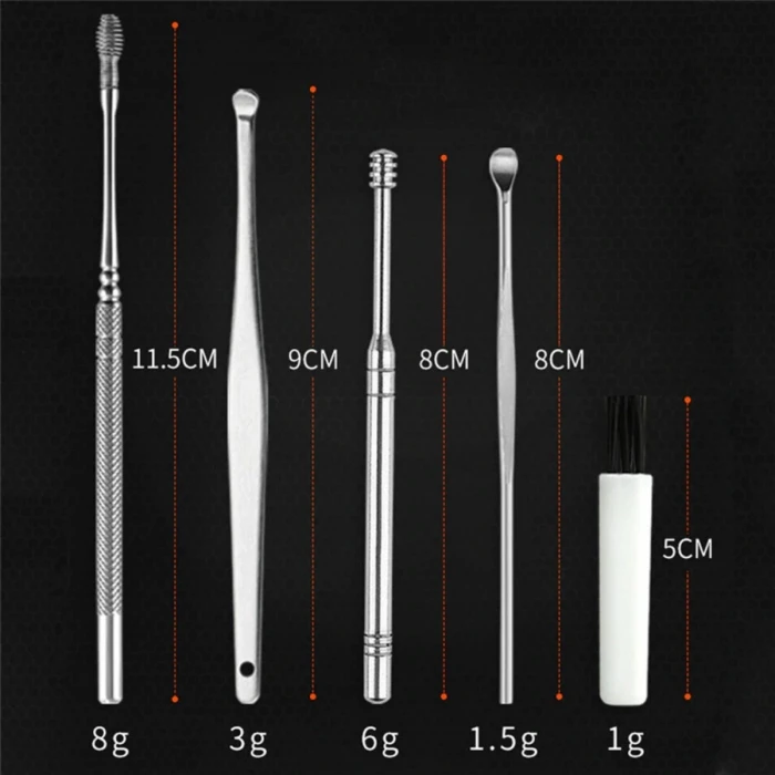 6 Parça Paslanmaz Çelik Kulak Balmumu Toplayıcı Çıkarıcı Temizleyici Bakımı Çubuk Seti (4887)