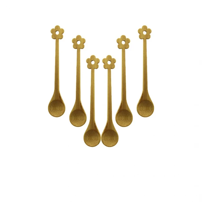 6 PCS   MİNİ   BAMBU AHŞAP KAŞIK   14.5CM (4887)