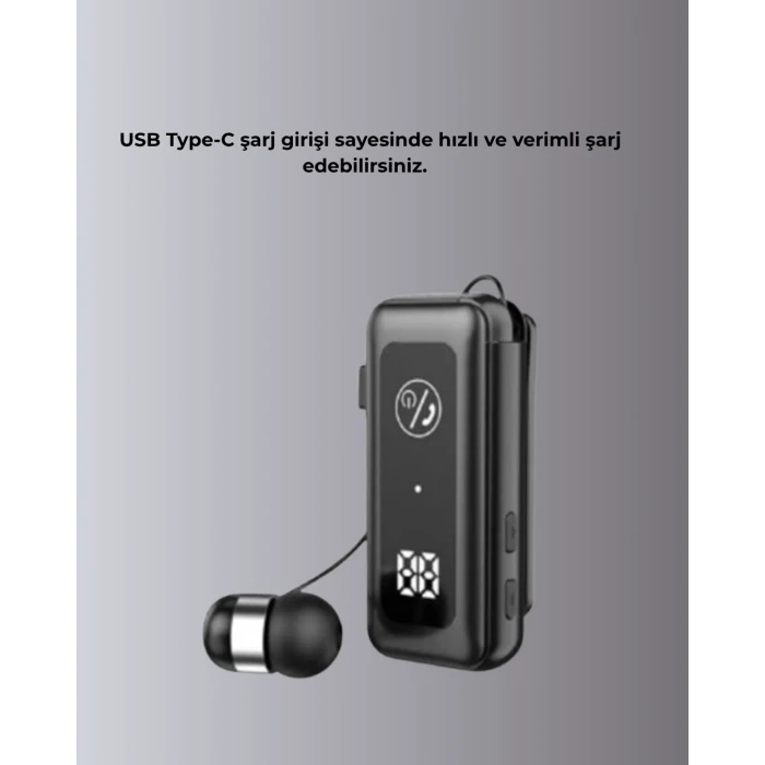 ieg™ Dijital Ekranlı Ve Hızlı Şarjlı Bluetooth 5.2 Makaralı Kulaklık