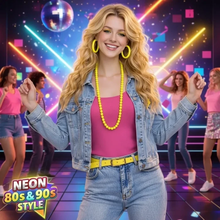 ieg™ Neon Sarı Boncuk Kolye 80 cm – Retro 80’ler 90’lar Parti Aksesuarı