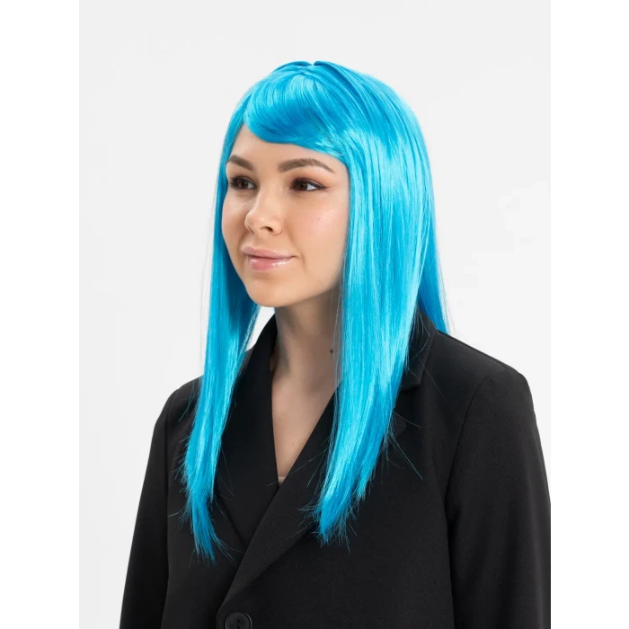 Açık Mavi Renk Uzun Düz Parti Peruğu (4887)