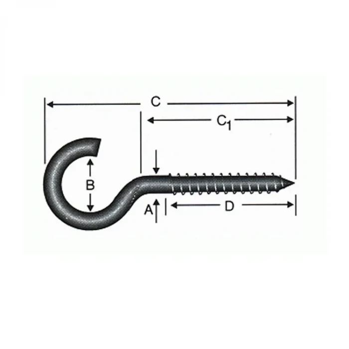 Açık Piton, Kanca, Çengel 20x80 - 144 Adet