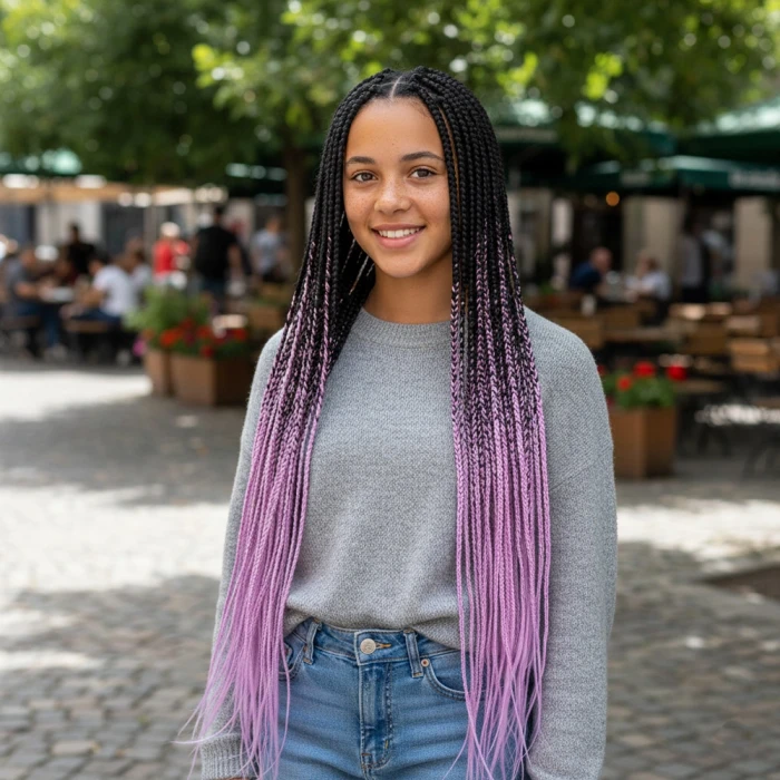 Afrika Örgüsü Ve Rasta İçin Sentetik Ombreli Saç - Siyah / Lila