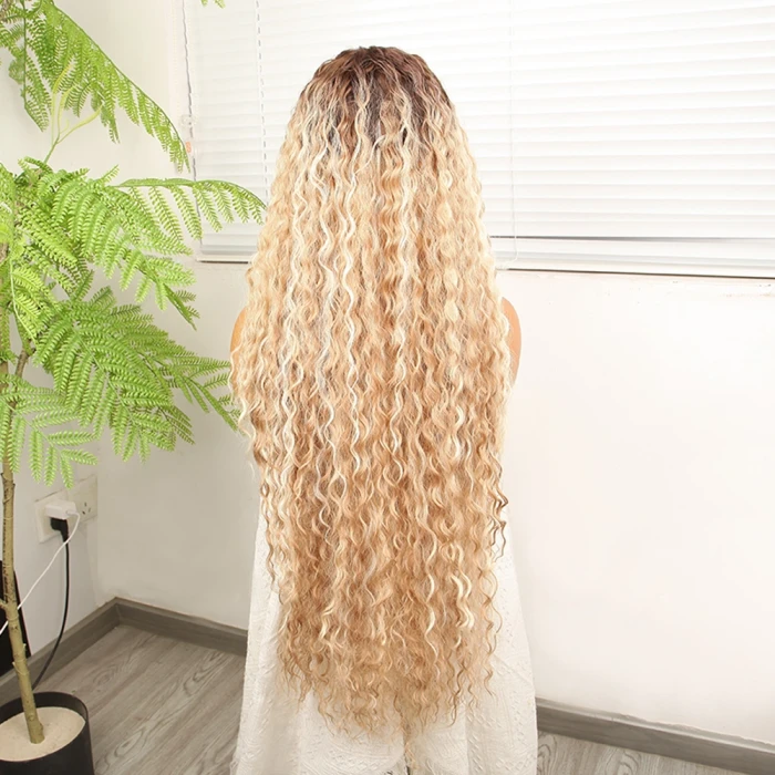 Afro Dalga Rus Kumralı Balköpüğü Ombreli Platin Işıltılı Fiber Sentetik Tül Peruk