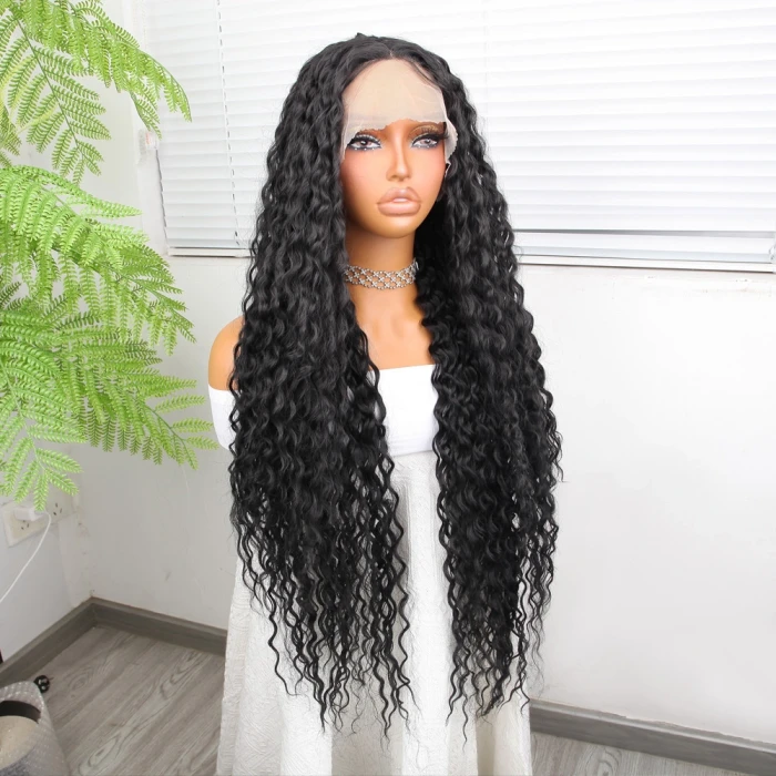 Afro Dalga Siyah Fiber Sentetik Tül Peruk