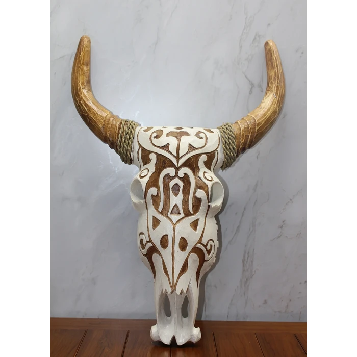 Ahşap Duvara Asmalı Bufalo Kafası