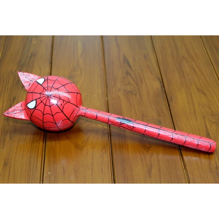 Ahşap Kedili Spiderman Marakas Tekli