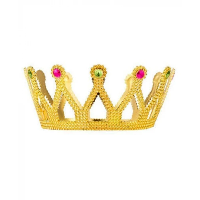 Altın Renk Çocuk ve Yetişkin Uyumlu Kraliçe Tacı Prenses Tacı 8X25 cm (4887)