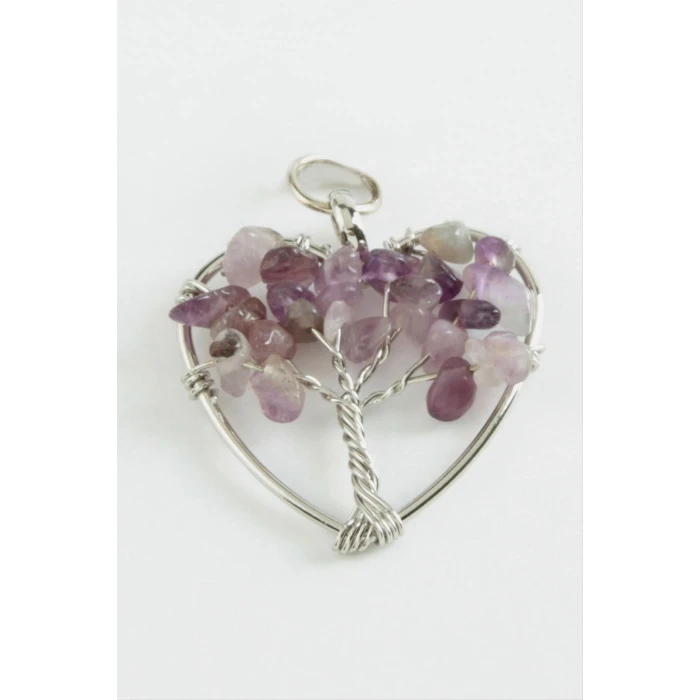Ametist Kalp Doğaltaş Kolye Ucu