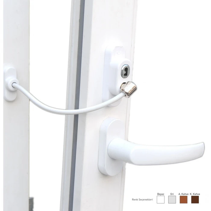 Anahtarlı Halatlı Pvc Kapı Pencere Emniyet Kilidi (4887)