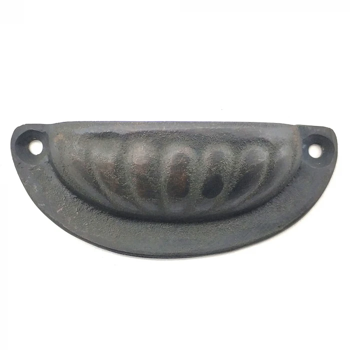 Antika Tarz Dekoratif Pirinç İstiridye Tas Mobilya Kulbu - 37x87 mm, Oksit