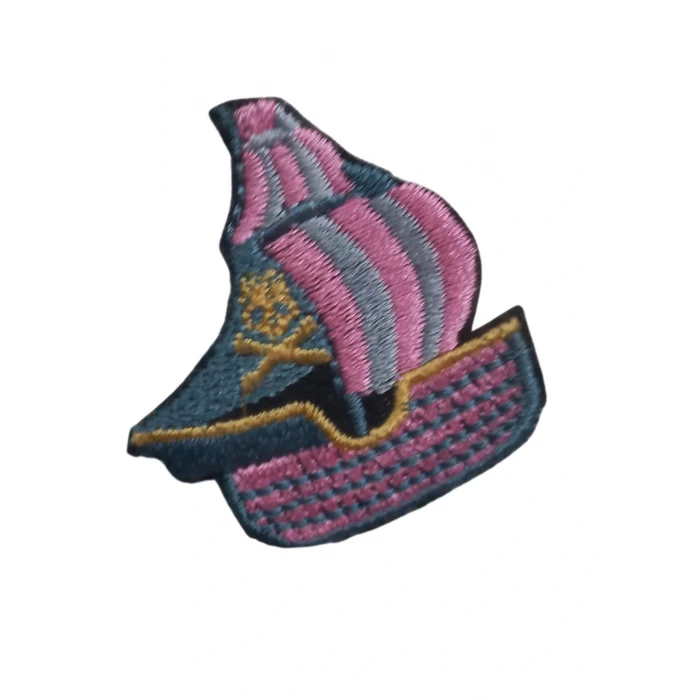 Aplike Ütü İle Yapışan Yelkenli Pembe Arma 4x3 cm