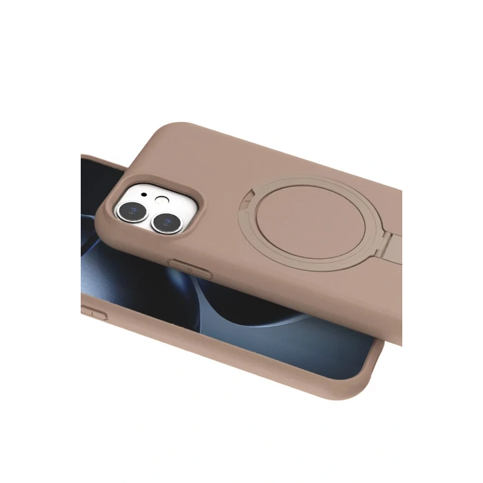 Apple iPhone 11 Regal Magsafe Standlı Kapak - Çöl Titanyum