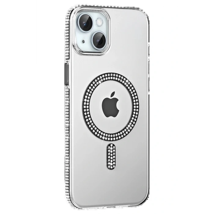 Apple iPhone 14 Move Taşlı Magsafe Kapak - Siyah