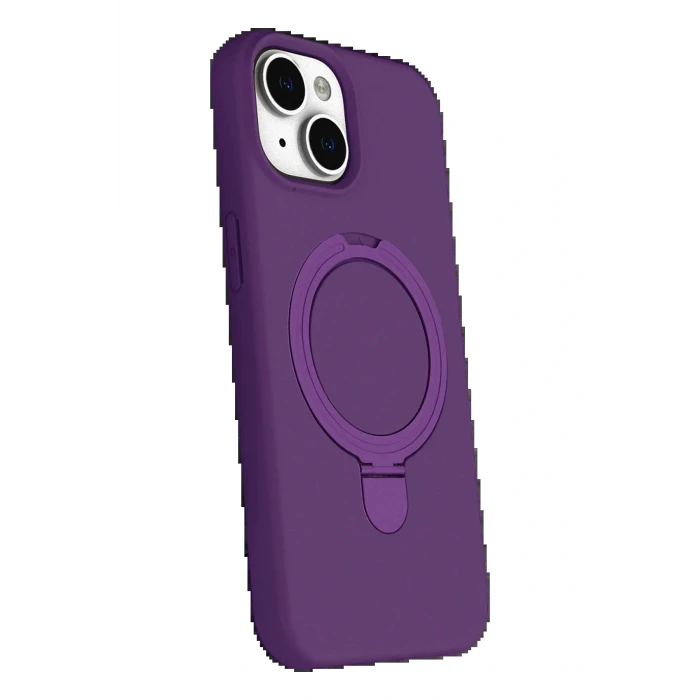 Apple iPhone 15 Regal Magsafe Standlı Kapak - Derin Mor